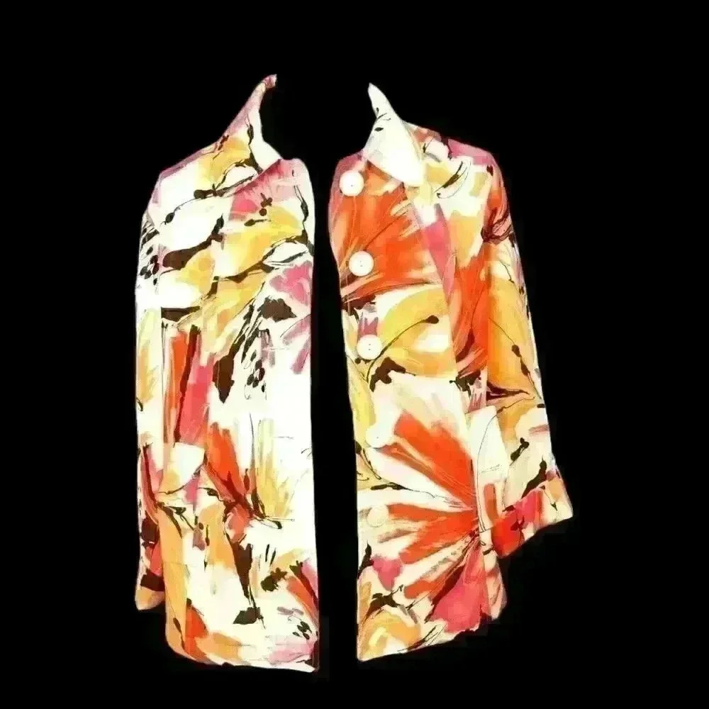 SOUTHERN LADY Womans Fabric Jacket Top MULTI COLOR Lightweight Coat Shirt size 6 - Picture 4 of 8